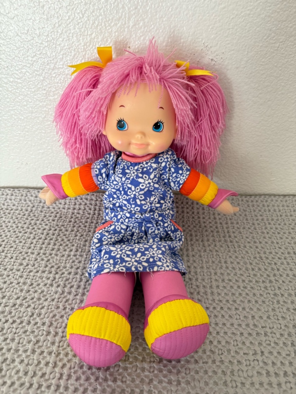 Hallmark Pink-Haired Plush Doll in Blue Floral Dress